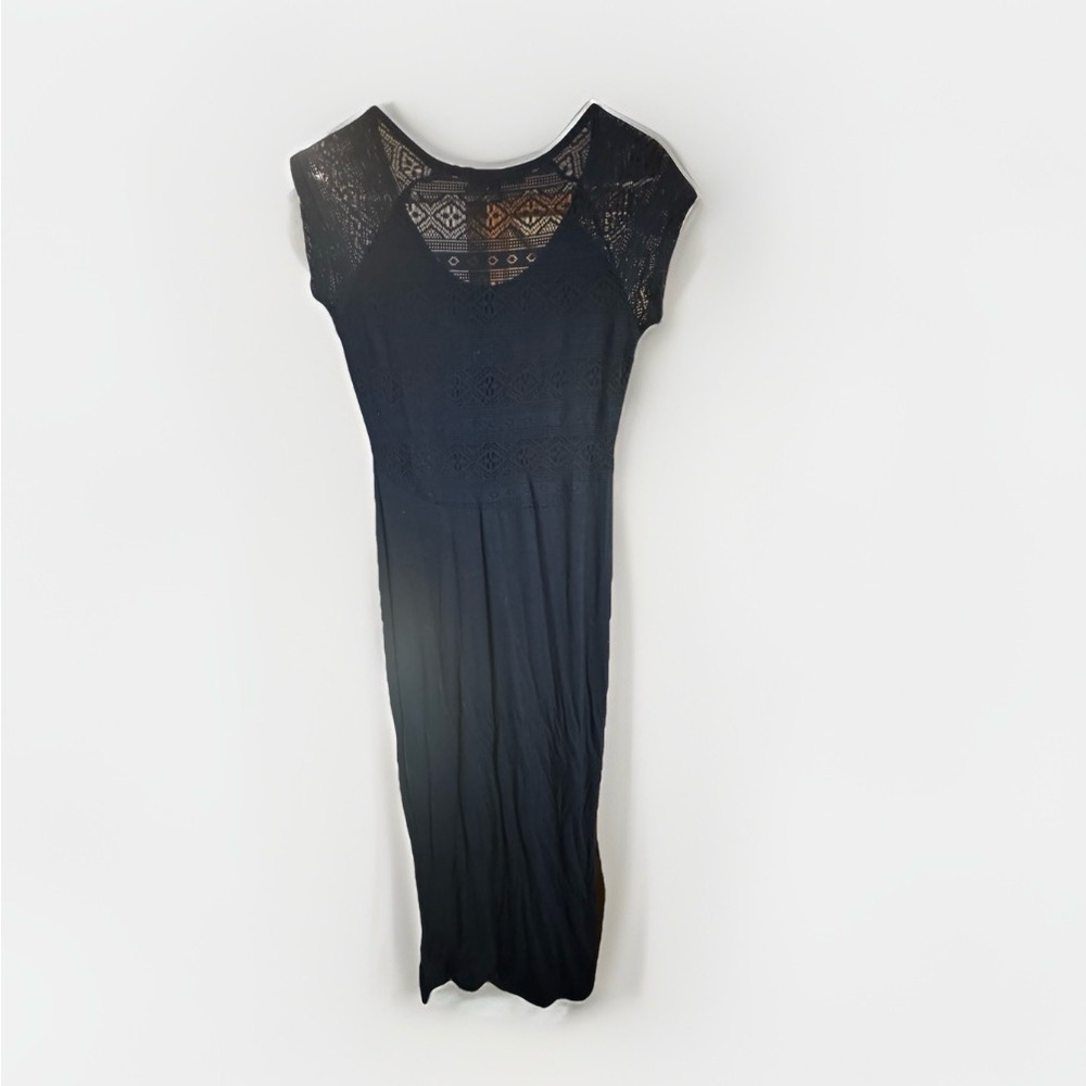 Derek Heart Black Cotton Lace Maxi Dress